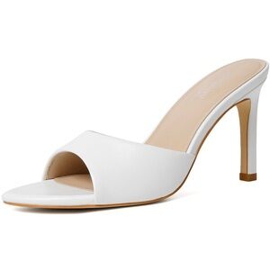 Elegant White Heeled Mules 9